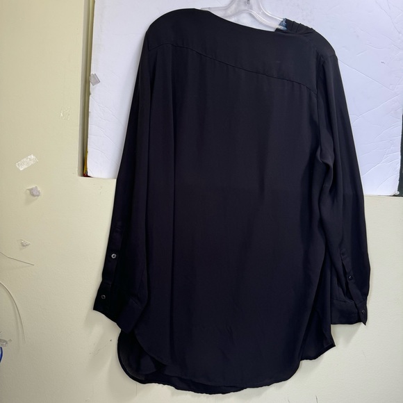 Kenneth Cole Lightweight Cowl Neck Flowy Oversized Tunic Blouse Side Slits Boho - Picture 3 of 16